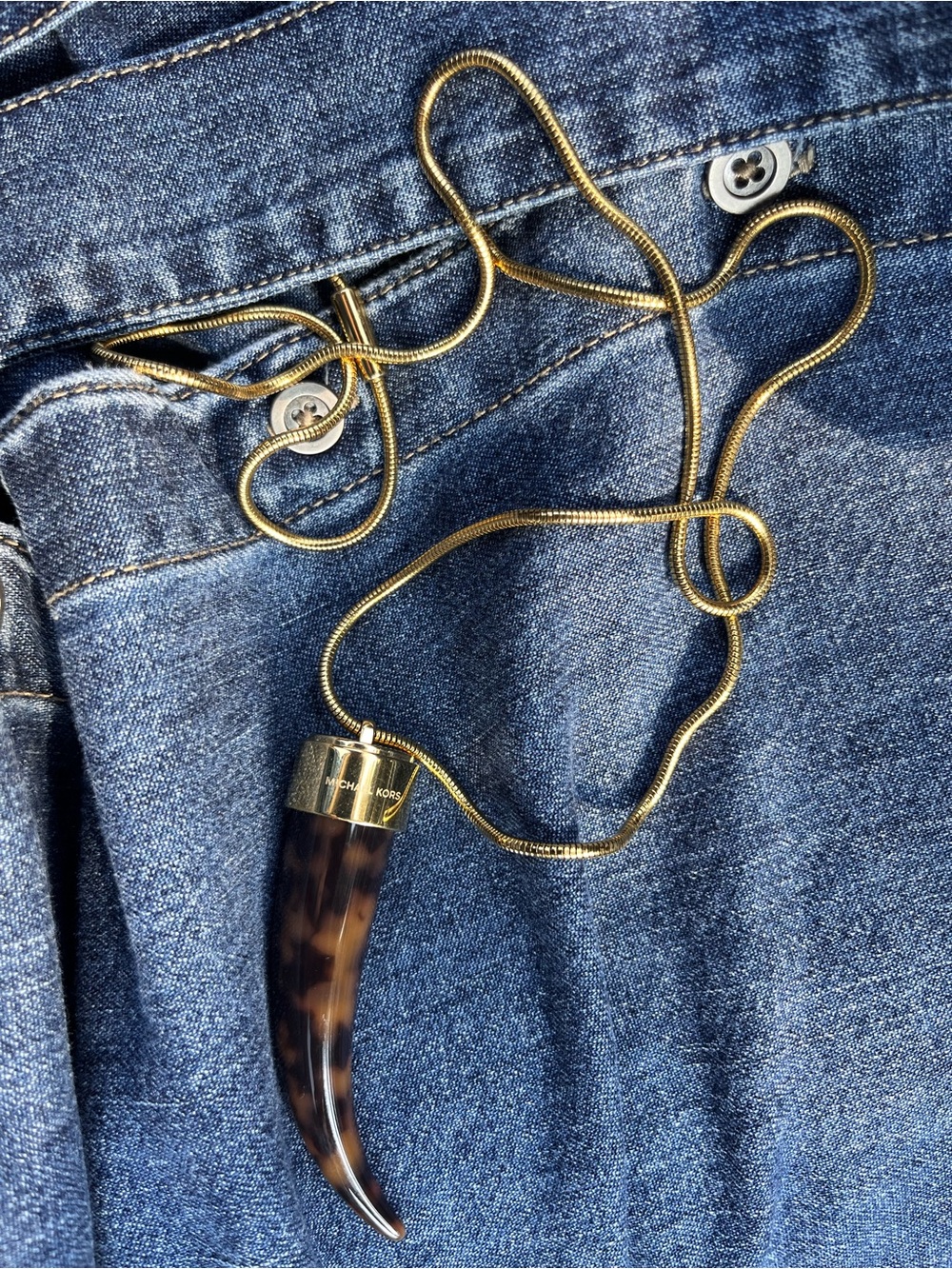 Michael Kors Tortoise Print Horn Pendant Necklace